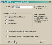 Equipment Report Screen